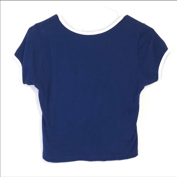 ☀️ Forever 21 navy blue crop top white trim short - Picture 2 of 4